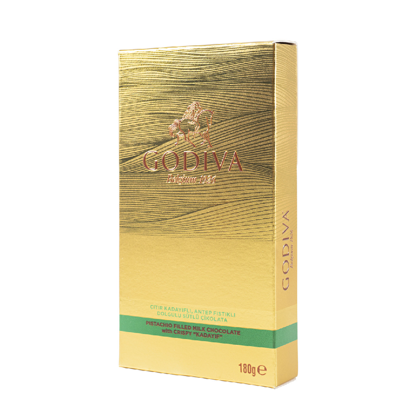 Çıtır Kadayıflı Antep Fıstıklı Dolgulu Sütlü Çikolata, 180 gr