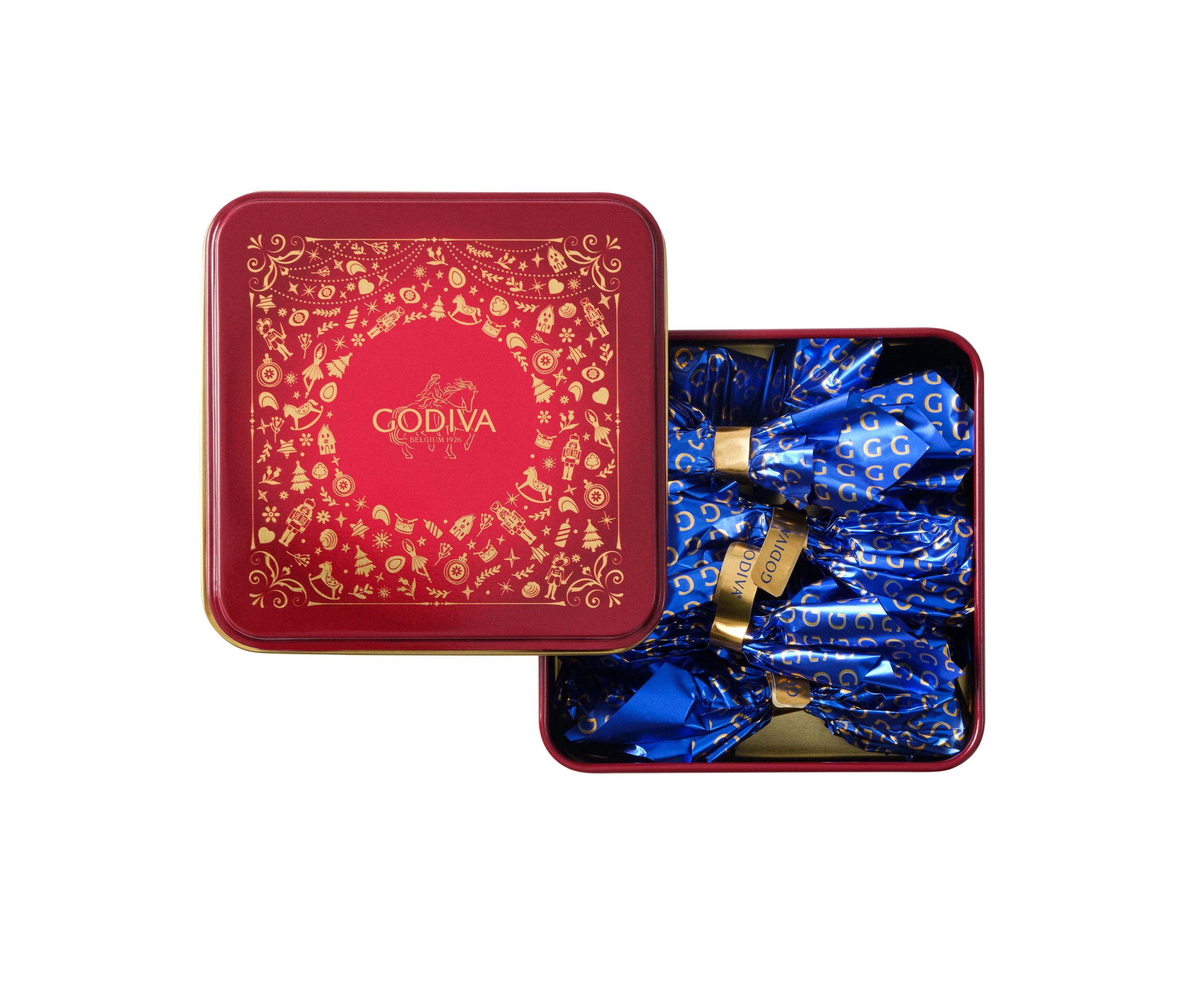 Kırmızı Yeni Yıl Metal Kutu